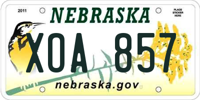 NE license plate XOA857