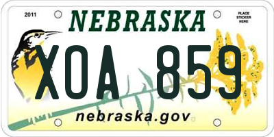 NE license plate XOA859