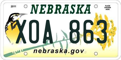 NE license plate XOA863