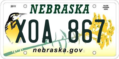 NE license plate XOA867
