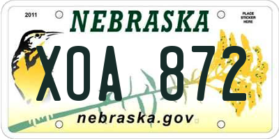 NE license plate XOA872
