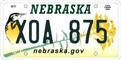 NE license plate XOA875