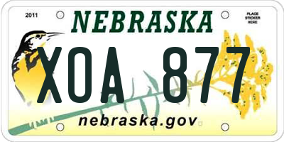 NE license plate XOA877