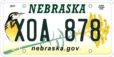 NE license plate XOA878