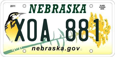 NE license plate XOA881