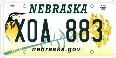 NE license plate XOA883