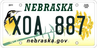 NE license plate XOA887