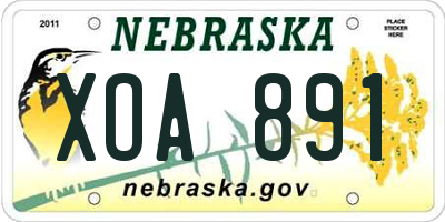 NE license plate XOA891
