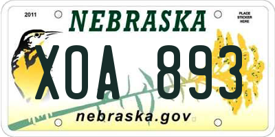 NE license plate XOA893