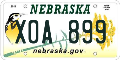 NE license plate XOA899
