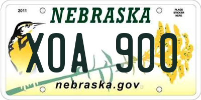 NE license plate XOA900