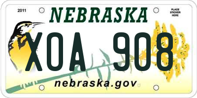 NE license plate XOA908