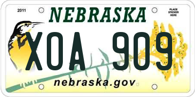 NE license plate XOA909