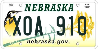 NE license plate XOA910