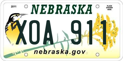 NE license plate XOA911