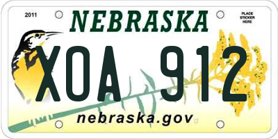 NE license plate XOA912