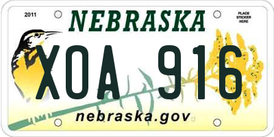 NE license plate XOA916