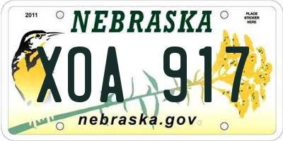 NE license plate XOA917