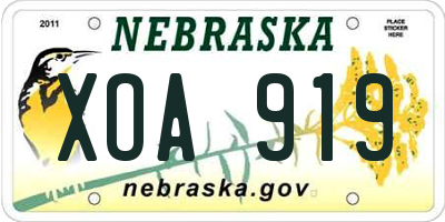 NE license plate XOA919