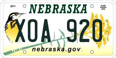 NE license plate XOA920