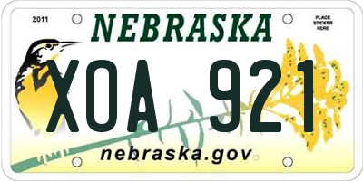 NE license plate XOA921