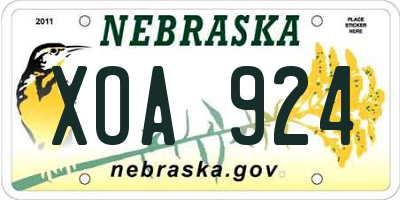 NE license plate XOA924