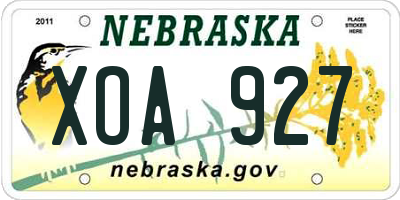 NE license plate XOA927