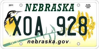 NE license plate XOA928