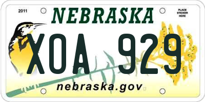 NE license plate XOA929