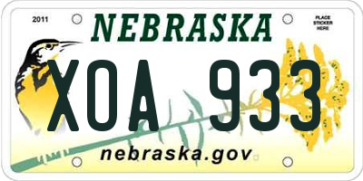 NE license plate XOA933