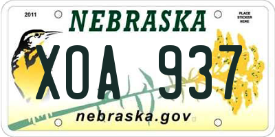 NE license plate XOA937