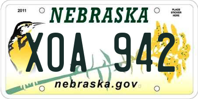 NE license plate XOA942