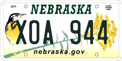 NE license plate XOA944