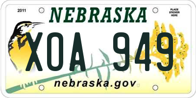 NE license plate XOA949