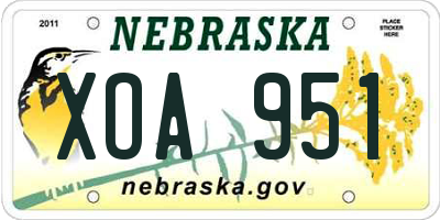NE license plate XOA951