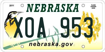 NE license plate XOA953