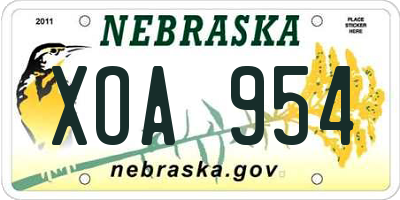 NE license plate XOA954