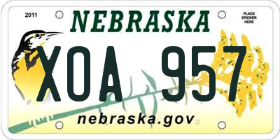 NE license plate XOA957