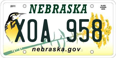 NE license plate XOA958