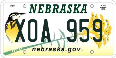 NE license plate XOA959