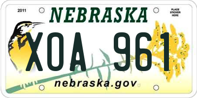 NE license plate XOA961