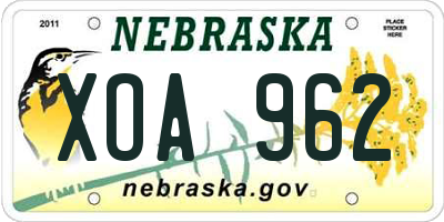 NE license plate XOA962