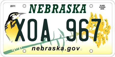 NE license plate XOA967