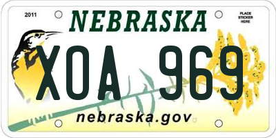 NE license plate XOA969