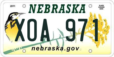 NE license plate XOA971