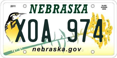 NE license plate XOA974