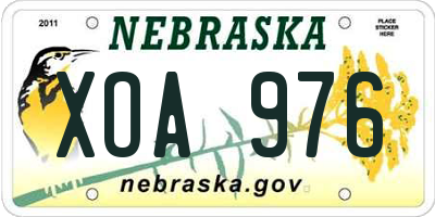 NE license plate XOA976