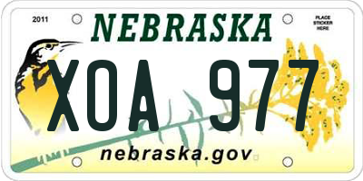 NE license plate XOA977