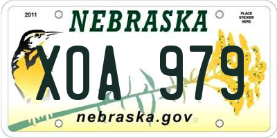 NE license plate XOA979
