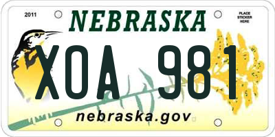 NE license plate XOA981
